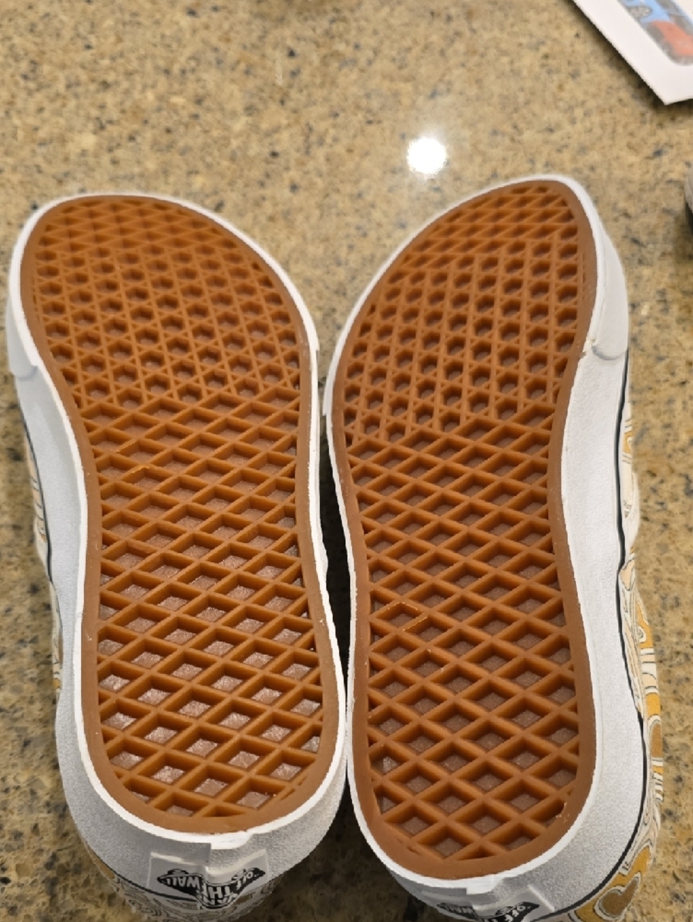 Vans White Canvas Slip-Ons with Yellow Heart Swirl Print - Picture 7 of 8